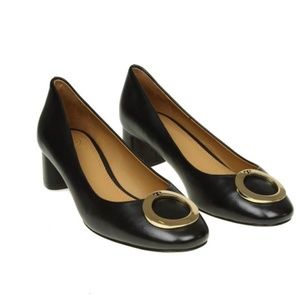 New! TORY BURCH "CATERINA" BALLERINA BLACK LEATHER